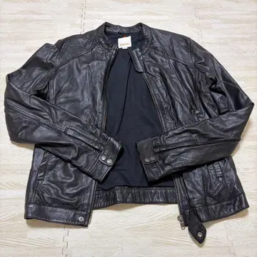 블랙 가죽 싱글 라이더 자켓