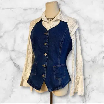 y2k 페어리 그런지 데님 홀터넥 베스트 펑크 락