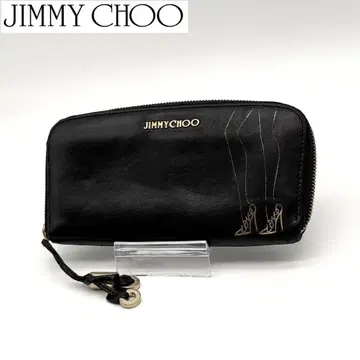 [ 새상품급 ] JIMMY CHOO 가죽 장지갑 하이힐 참 블랙