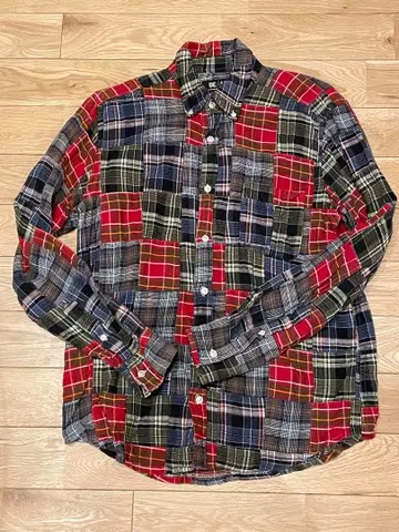 BEAMS 패치워크 플란넬 셔츠 긴팔 S