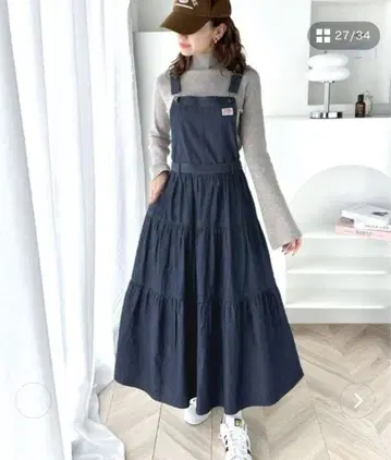 JAVA 2WAY 티어드 살로펫 원피스 데님 XL