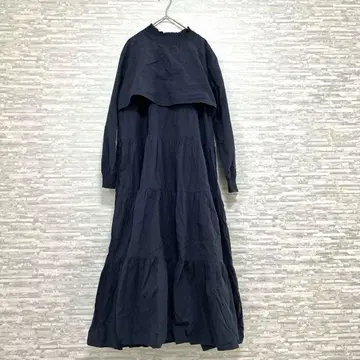 주노아 티어드 롱 원피스 네이비 M 캐주얼 심플