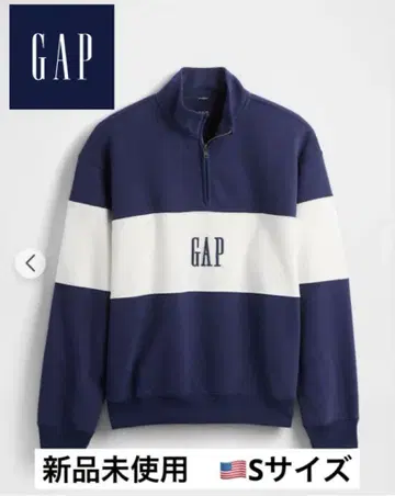 [미사용 새상품] GAP 컬러 블록 GAP 로고 하프 지퍼 풀오버