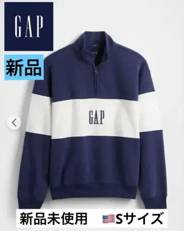 [미사용 새상품] GAP 컬러 블록 GAP 로고 하프 지퍼 풀오버