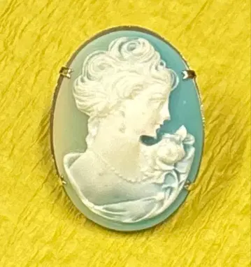 까멜리아 브로치 터콰이즈 블루 그라데이션 사이즈 4.5 x 3.5