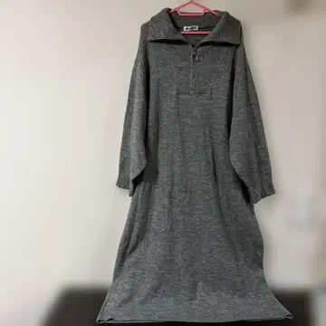 그레이 집업 하이넥 니트 원피스