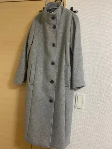 스탠드 카라 코트 그레이