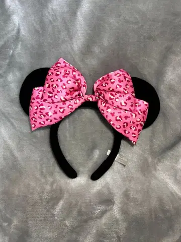 디즈니 리조트 미니 레오파드 무늬 머리띠 핑크 레오파드