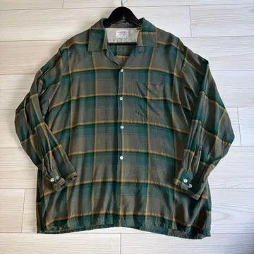 최상급 60s 레이온 개버딘 오픈 카라 셔츠 옴브레