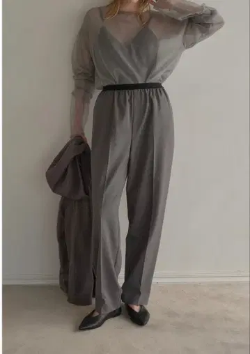 [미사용/택 포함] MANOF 마노프 테이퍼드 밴딩 팬츠 그레이