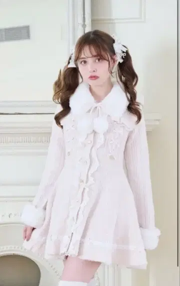 lizlisa 퍼 칼라 플럼 가디건