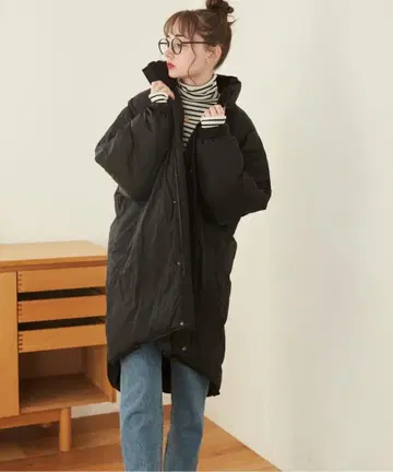 새상품급 ANGIE 몬스터 롱 코트 충전솜 코트 블랙