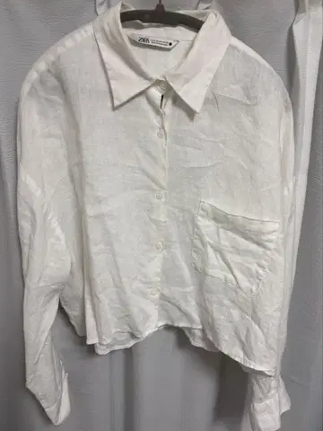 린넨 화이트 크롭 셔츠