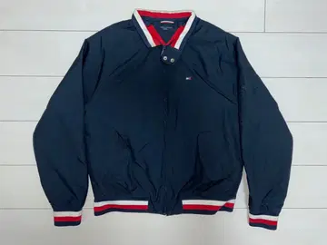 네이비 나일론 자켓 리브 포함 더블 지퍼