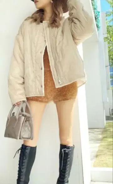 GYDA 보아 안감 리버서블 퀼팅 블루종