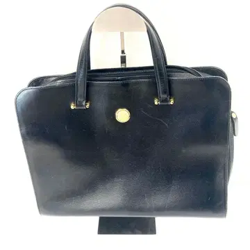 블랙 가죽 핸드백 골드 금장 장식