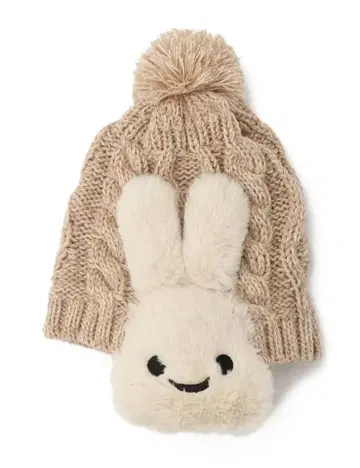 CUNE 큔 토끼가 귀에 있는 니트 모자 베이지 시착만 한 상품