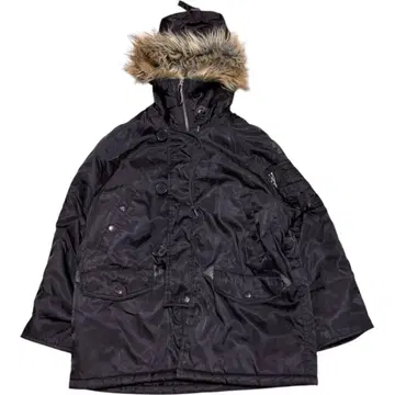 avirex 밀리터리 백 로고 블랙 퍼 n3-b 150