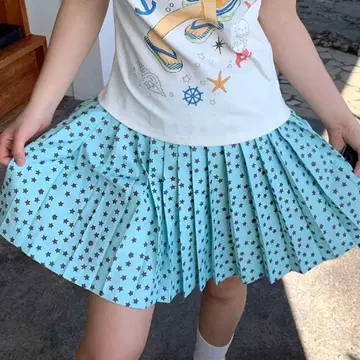 별 패턴 헤이세이 여아 플리츠 스커트