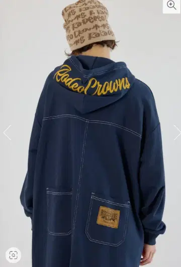 로데오 크라운 RCS 컬러 스티치 후드티 원피스 네이비