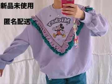 새상품 미사용 [ 디즈니 ] 미키 프릴 맨투맨 퍼플 보라색 프리 사이즈