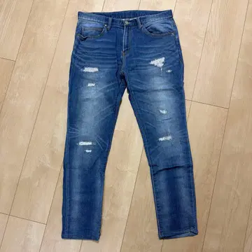 AKM 데미지 가공 데님 청바지 인디고 블루 일본제 무지 택