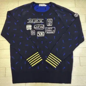 and per se 앤퍼시 네이비 로고 자수 스웨터