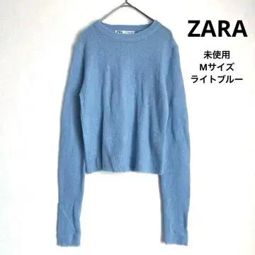 미사용 ZARA 울&알파카 블렌드 니트 스웨터 라이트 블루 M