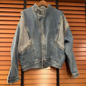 스트라이프 디자인 데님 자켓 구제 의류