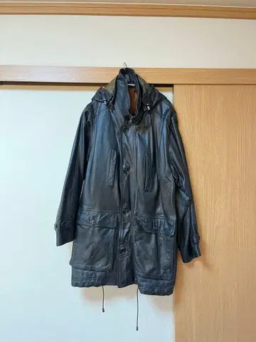 브라운 가죽 모즈 코트 스탠딩 칼라 빅 사이즈 양가죽 염색 한국제