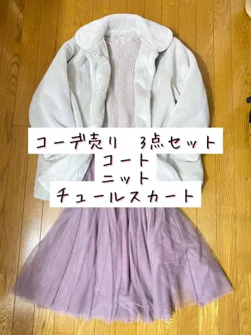 코트 니트 샤샤 스커트 3종 세트 flower rsp