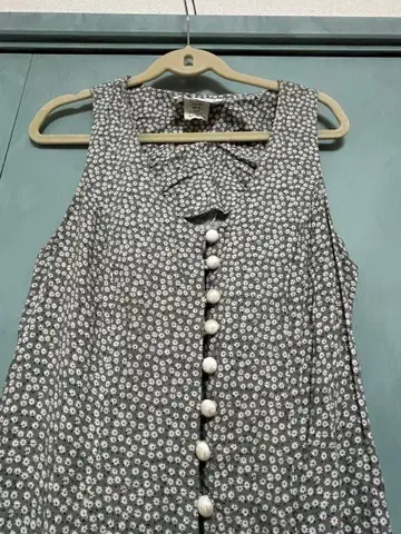 구제 의류 꽃무늬 슬리브리스 롱 원피스