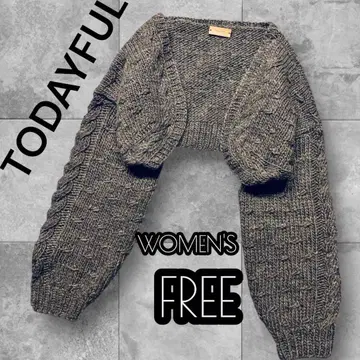 TODAYFUL 핸드 니트 볼레로 숏 케이블 니트 울 그레이