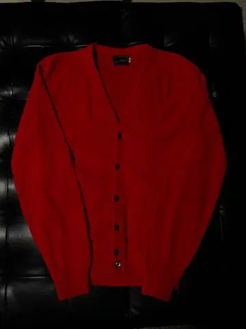 가디건 레드 구제 의류 모헤어풍