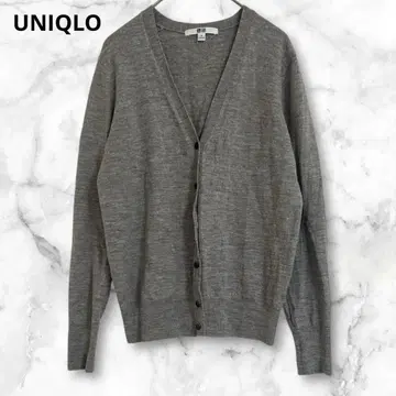 유니클로 그레이 긴팔 가디건 M 울 100% 심플 무지 겉옷