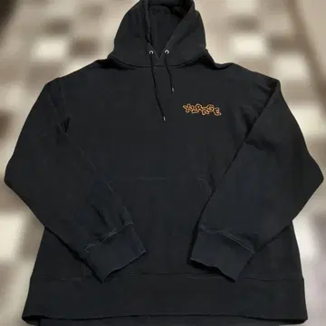 XLARGE 블랙 후드티 L 사이즈 백 프린트 면 100% 파일 원단