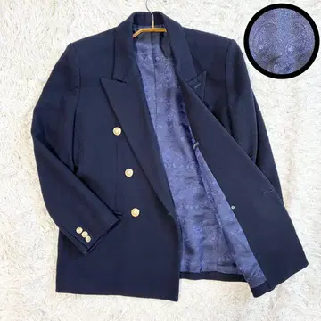 빈티지 더블 브레스트 자켓 네이비 골드 버튼 울 6 버튼