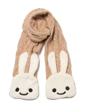 CUNE 큔 복슬복슬 토끼 장식 케이블 짜임 머플러 시착만 한 상품