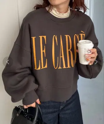 속기모 빅 로고 숏 기장 맨투맨 차콜 그레이