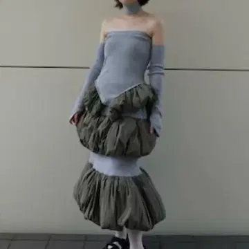 [ 새상품급 ] SORIN 소린 셋업 벌룬 스커트 카키