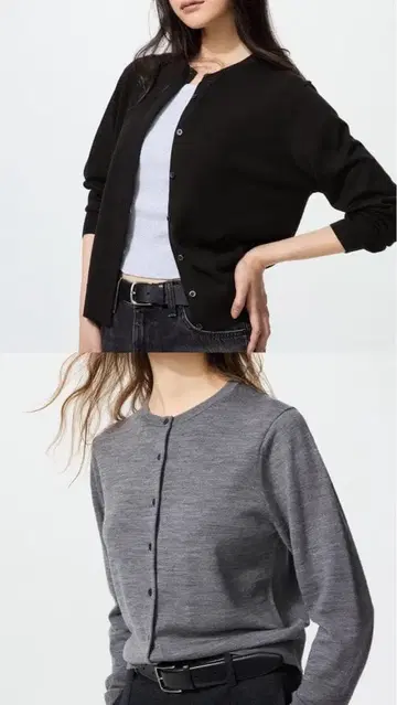 메리노울 넥 가디건 2색 세트(M.L)