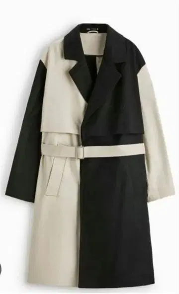 바이컬러 트렌치코트 블랙과 화이트