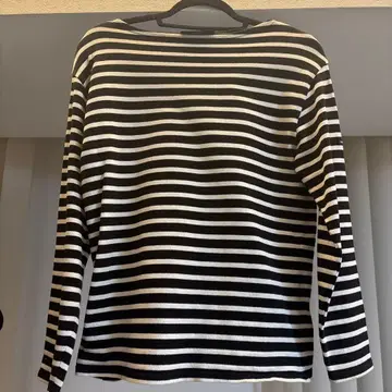 SAINT JAMES 긴팔 티셔츠 블랙과 화이트 스트라이프