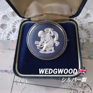 영국제 WEDGWOOD 웨지우드 실버제 짙은 파랑 카메오 브로치