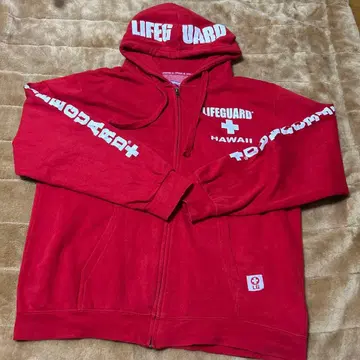 LIFE GUARD 레드 후드티 XL