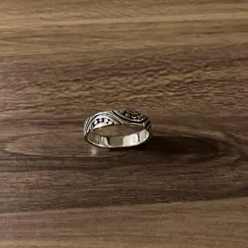 실버 파도 무늬 반지