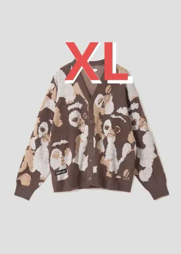 GREMLINS 기즈모 하니카미 패턴 자카드 V넥 가디건