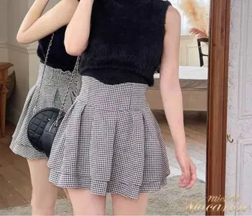 깅엄 체크 치마바지