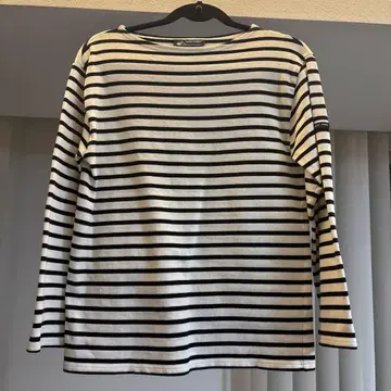 공식 매장 구매 SAINT JAMES 화이트 블랙 스트라이프 긴팔 T셔츠