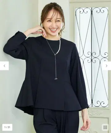 any FAM 네이비 페플럼 상의 팬츠 셋업